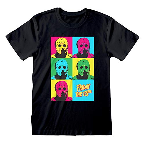Friday The 13th Jason Pop Art T Shirt, Adultes, S-2XL, Schwarz, Offizielle Handelsware von Popgear