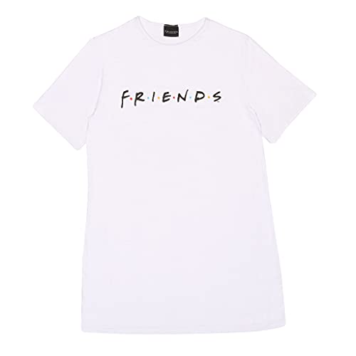 Friends Text Logo T Shirt-Kleid, Damen, Weiß, Offizielle Handelsware von Popgear
