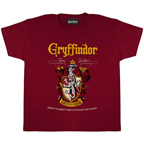 Harry Potter Gryffindor Crest T Shirt, Kinder, 104-170, Burgund, Offizielle Handelsware von Popgear
