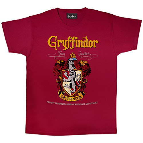 Harry Potter Gryffindor Crest T Shirt, Adultes, S-2XL, Burgund, Offizielle Handelsware von Popgear