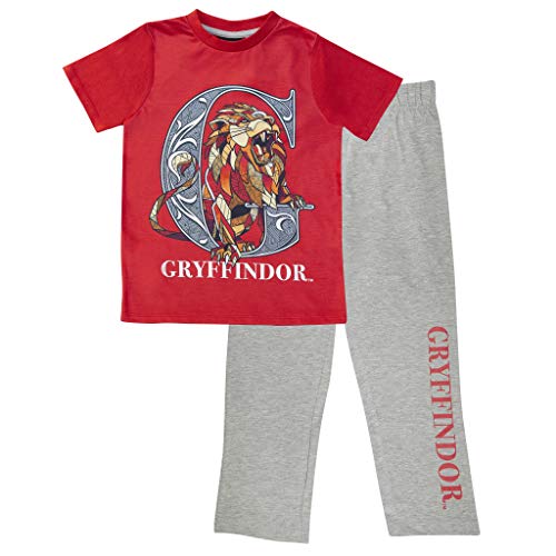Harry Potter Gryffindor Maskottchen Langer Pyjama, Adultes, 116-182, rot, Offizielle Handelsware von Popgear