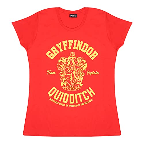 Harry Potter Gryffindor Quidditch T Shirt ausgestattet, Damen, S-2XL, Rot, Offizielle Handelsware von Popgear