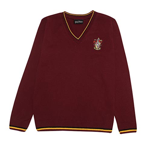 Harry Potter Gryffindor Strickpullover, Adultes, XS-5XL, Burgund, Offizielle Handelsware von Popgear