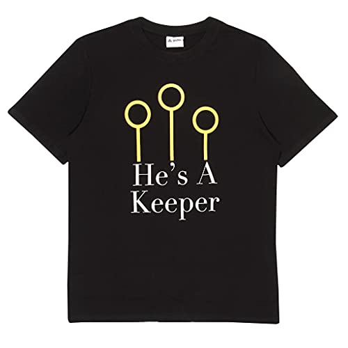 Harry Potter He's A Keeper T Shirt, Adultes, XS-4XL, Schwarz, Offizielle Handelsware von Popgear