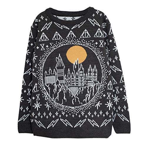 Harry Potter Hogwarts Junge Strickpullover Schwarz 116 | Weihnachten Jumper hässliche Strickjacke Gryffindor Hogwarts Ideen Kinderkleidung von Popgear