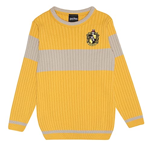 Harry Potter Hufflepuff Quidditch Junge Strickpullover Gelb 128 | Geschenkidee für Jungen, Hogwarts Zauberwelt von Popgear