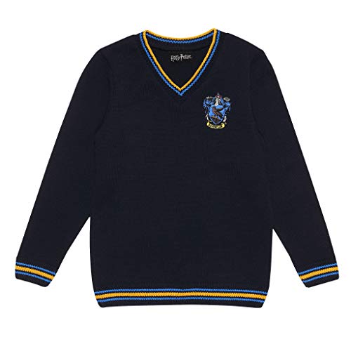 Harry Potter Ravenclaw Haus Junge Strickpullover Marine 128 | Geschenkidee für Jungen, Teen Größen, Hogwarts, Zauberwelt von Popgear