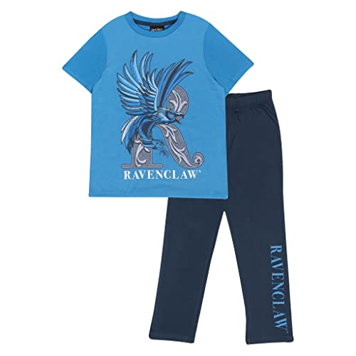 Harry Potter Ravenclaw Jungen Lange Pyjamas Set Blau 134 | Geschenkidee für Jungen, Kinder-Nachtwäsche von Popgear