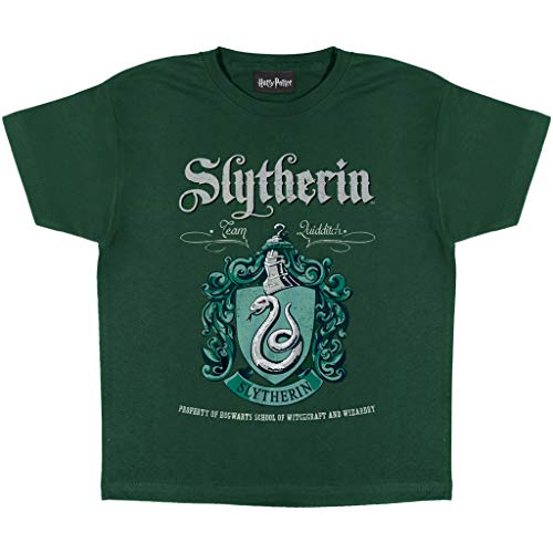 Harry Potter Slytherin Crest T Shirt, Kinder, 104-170, Waldgrün, Offizielle Handelsware von Popgear