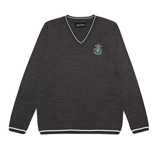 Harry Potter Slytherinhaus Strickpullover, Adultes, XS-5XL, Holzkohle, Offizielle Handelsware von Popgear