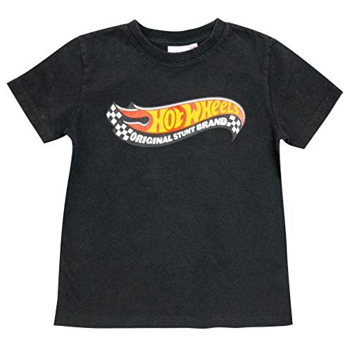 Hot Wheels Checkered Flag Logo Säurewasch-T Shirt, Kinder, Schwarz, Offizielle Handelsware, 1-2 Jahre von Popgear