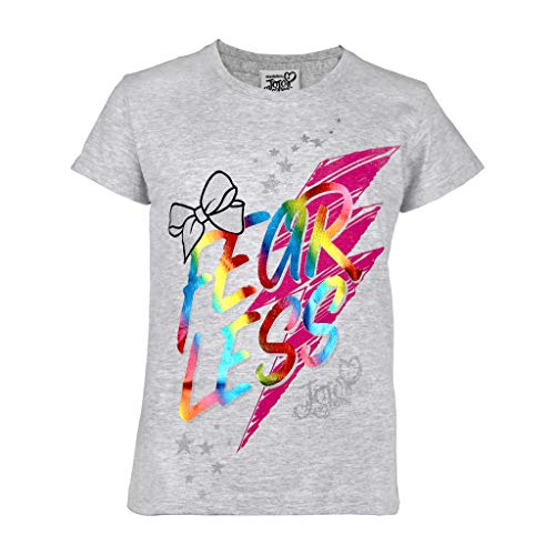 JoJo Siwa Fearless T Shirt, Mädchen, 116-182, Heather Grey, Offizielle Handelsware von Popgear