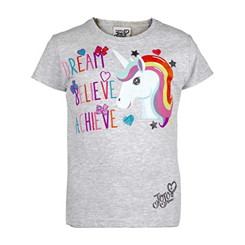 JoJo Siwa Unicorn Dream T Shirt, Mädchen, 116-182, Heather Grey, Offizielle Handelsware von Popgear