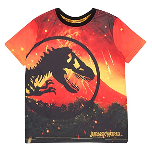 Jurassic World Lava Logo T Shirt, Mädchen, 104-170, Orange, Offizielle Handelsware von Popgear