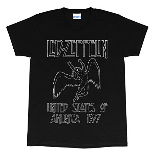 Led Zeppelin 1977 US Tour T Shirt, Adultes, S-5XL, Black, Offizielle Handelsware von Popgear