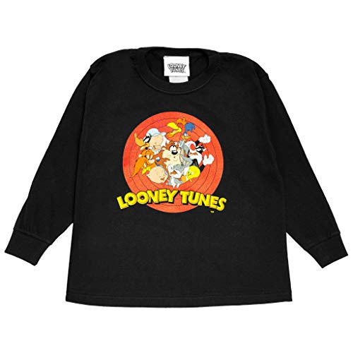 Looney Tunes Character Group Langarm T Shirt, Kinder, 104-158, Schwarz, Offizielle Handelsware von Popgear