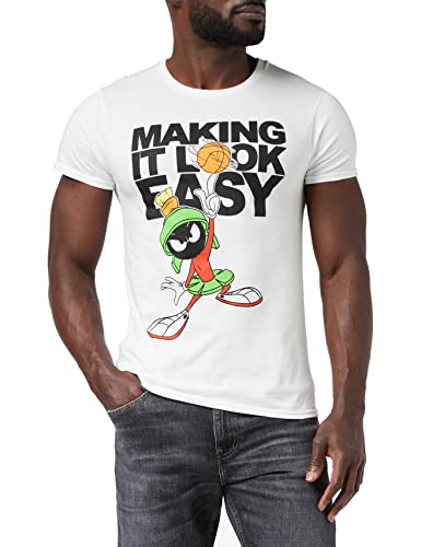 Looney Tunes Marvin The Martian Easy T Shirt, Adultes, S-5XL, Weiß, Offizielle Handelsware von Popgear