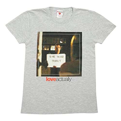 Love Actually You to Me Are Perfect Christmas T Shirt ausgestattet, Mädchen, XS-XXL, Heather Grey, Offizielle Handelsware von Popgear