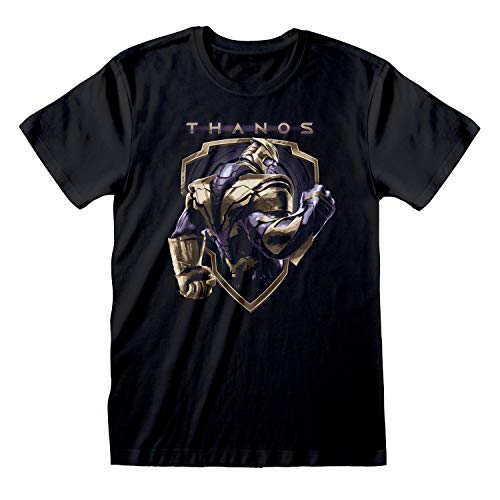 Marvel Avengers Endgame Thanos T Shirt, Adultes, S-5XL, Schwarz, Offizielle Handelsware von Popgear