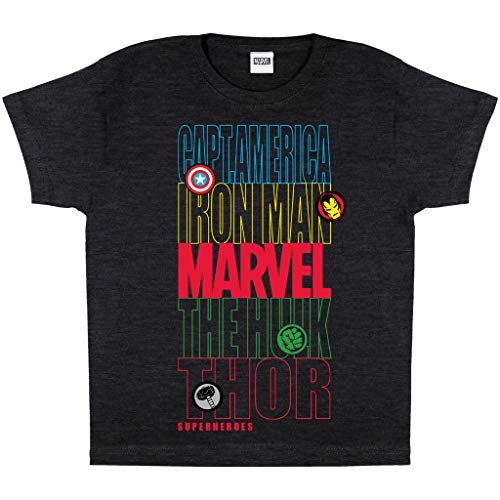 Marvel Comics Avenger Names T Shirt, Mädchen, 110-170, Schwarz, Offizielle Handelsware von Popgear