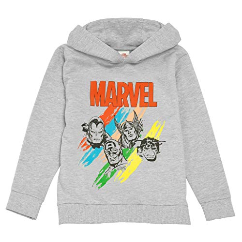 Marvel Comics Classic Avengers Sketch Kapuzenpullover, Kinder, 98-164, Heather Grey, Offizielle Handelsware von Popgear