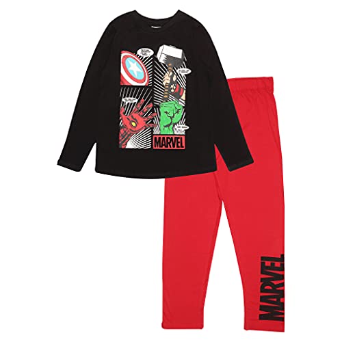 Marvel Comics Icons Jungen Lange Pyjamas Set Rot Schwarz 122 von Popgear