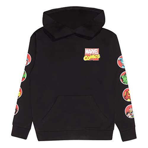 Marvel Comics Klassische Avengers Armpatches Jungen Kapuzenpulli Schwarz 104 | Iron Man Captain America, Jungen Kapuzenoberteil, Kindergeburtstags-Geschenk-Idee von Popgear