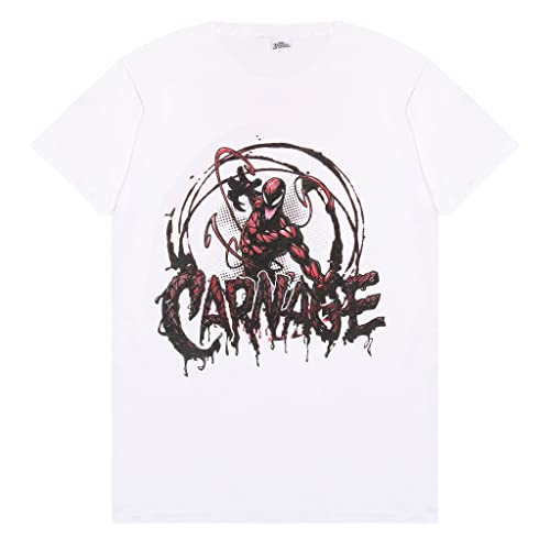 Marvel Comics Spiderman Carnage Freund Fit T Shirt, Damen, S-5XL, Weiß, Offizielle Handelsware von Popgear