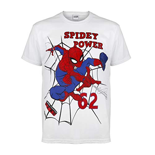 Marvel Comics Spiderman Spidey Power T Shirt, Kinder, 98-170, Weiß, Offizielle Handelsware von Popgear