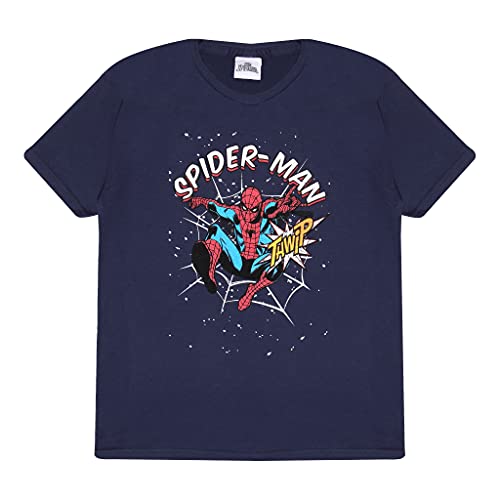 Popgear Jungen Marvel Comics Spiderman Thwip Boy's T-shirt Navy T Shirt, Navy, 9-10 years von Popgear