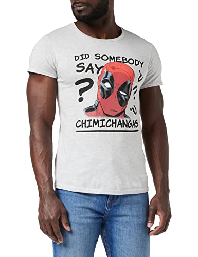 Marvel Deadpool Chimichangas T Shirt, Adultes, S-5XL, Heather Grey, Offizielle Handelsware von Popgear