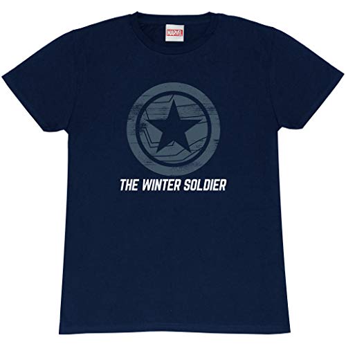 Marvel The Falcon and The Winter Soldier Der Winter Soldier Logo Freund Fit T Shirt, Damen, S-5XL, Marine, Offizielle Handelsware von Popgear