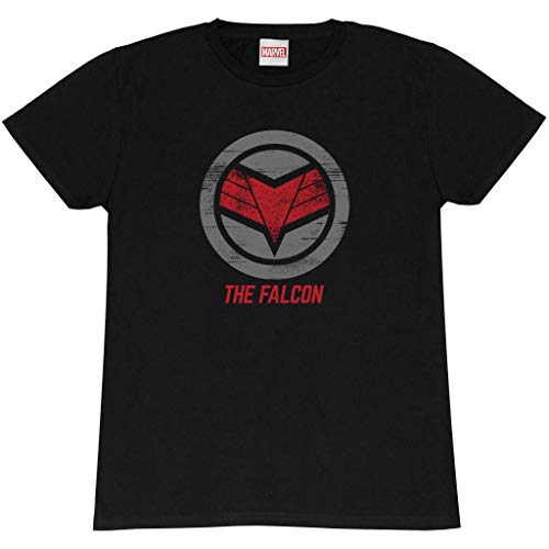 Marvel The Falcon and The Winter Soldier Die Falcon Logo Freund Fit T Shirt, Damen, S-5XL, Schwarz, Offizielle Handelsware von Popgear
