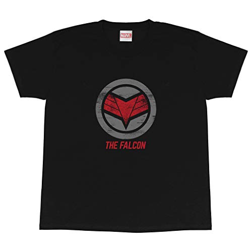 Marvel The Falcon and The Winter Soldier Die Falcon Logo Jungen-T-Shirt Schwarz 128 | Geschenkidee für Jungen, Captain America Avengers von Popgear