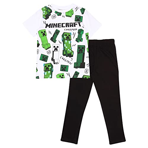 Popgear Minecraft Glitching Creeper Boys Pyjama Set - lang - Weiß/Schwarz 4-15 Jahre, PS4 PS5 Xbox Gamer Geschenke, Schuljungen PJs, Kinderkleidung, Kindergeburtstag Geschenkidee von Popgear