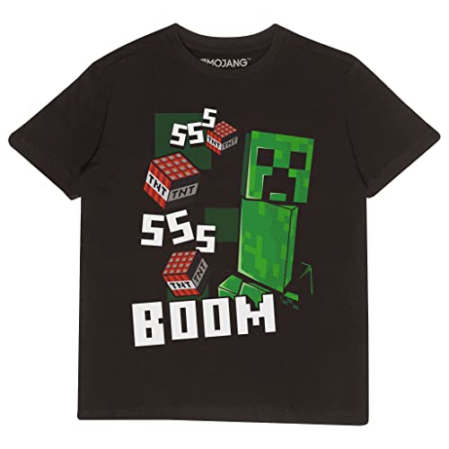 Minecraft Like A Bossss T Shirt, Kinder, 14-15years, Schwarz, Offizielle Handelsware von Popgear