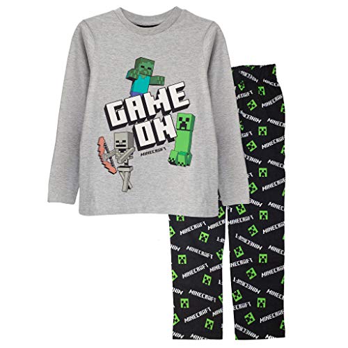 Minecraft Game On Langer Pyjama, Kinder, 110-182, Schwarz/Weiß Heather Grey, Offizielle Handelsware Minecraft Game On Langer Pyjama, Kinder, 110-182, Schwarz/Weiß Heather Grey, Offizielle Handelsware von Popgear