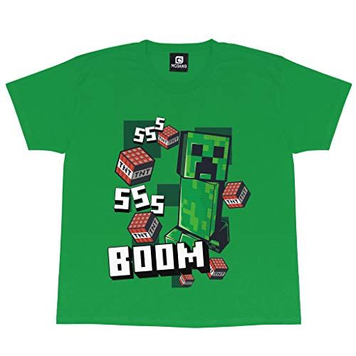 Minecraft Wie EIN Bossss T Shirt, Kinder, 110-182, Grün, Offizielle Handelsware von Popgear