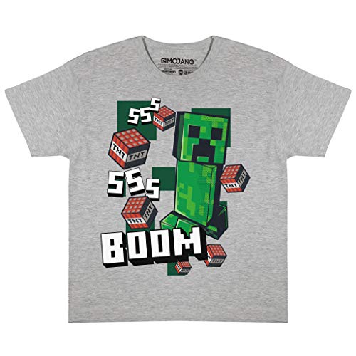 Minecraft Wie EIN Bossss T Shirt, Kinder, 110-182, Heather Grey, Offizielle Handelsware von Popgear