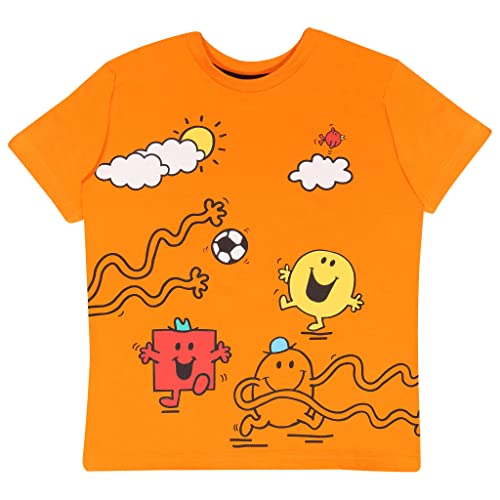 Mr Men & Little Miss Herr Happy Herr Strong Herr Tickle Fußball Jungen-T-Shirt Orange 92 | Geschenkidee für Jungen, Classic Book von Popgear