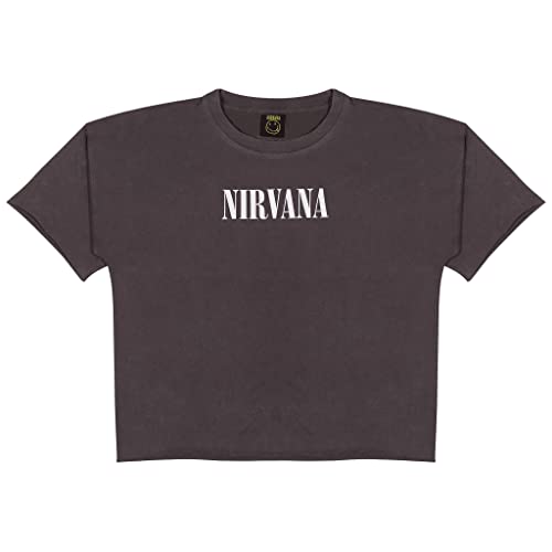 Nirvana Daisies Emoji Freund Fit T Shirt, Damen, S-XXL, Charcoal, Offizielle Handelsware von Popgear