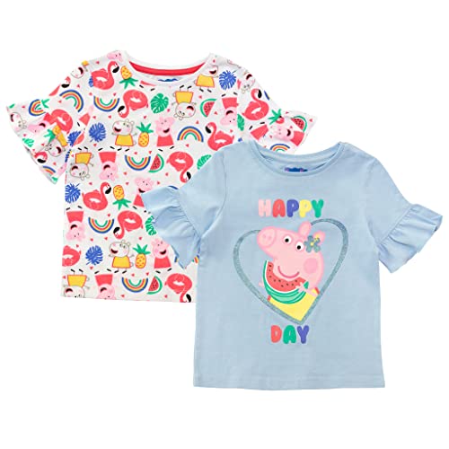 Peppa Pig Eine in Einer Melone T Shirt 2er Packung, Mädchen, 98-122, Mehrfarbig, Offizielle Handelsware von Popgear