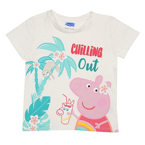 Peppa Pig Erholung T Shirt, Mädchen, 98-122, Weiß, Offizielle Handelsware von Popgear