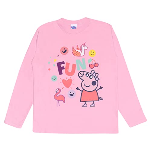 Peppa Pig Fun Langarm T Shirt, Mädchen, 80-122, Baby Pink, Offizielle Handelsware von Popgear