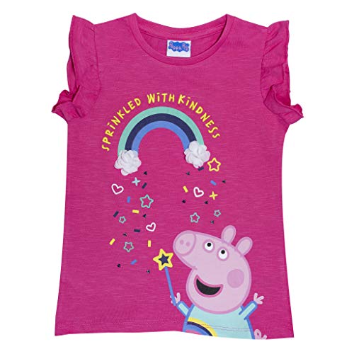 Peppa Pig Güte Regenbogen T Shirt, Mädchen, Rosa, Offizielle Handelsware von Popgear