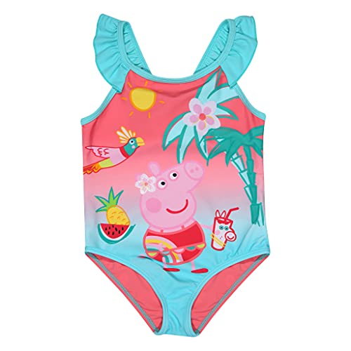 Peppa Pig Island Life Badeanzug, Mädchen, 98-116, Pale Turquoise, Offizielle Handelsware von Popgear