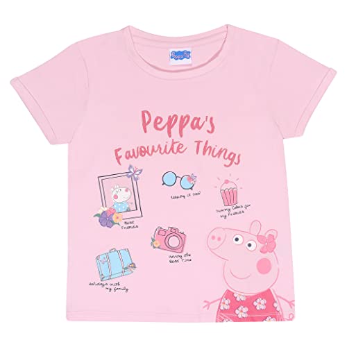 Peppa Pig Lieblingssachen T Shirt, Mädchen, 98-116, Blassrosa, Offizielle Handelsware von Popgear