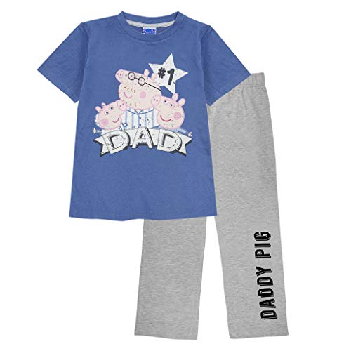 Peppa Pig Number 1 Dad T Shirt, Adultes, S-4XL, Blau/Weiß Heather Grey, Offizielle Handelsware von Popgear