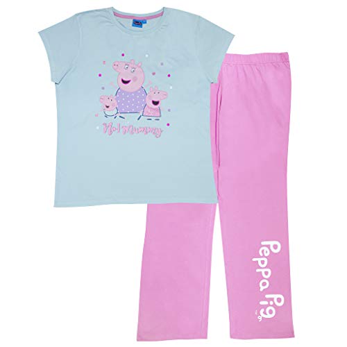 Peppa Pig Number 1 Mummy T Shirt, Damen, XS-4XL, Pale Blue/Pink, Offizielle Handelsware von Popgear