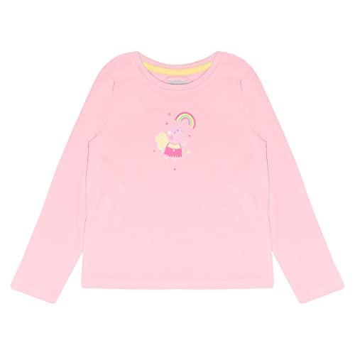 Peppa Pig Rainbow Wings Langarm T Shirt, Mädchen, 98-134, Baby Pink, Offizielle Handelsware von Popgear